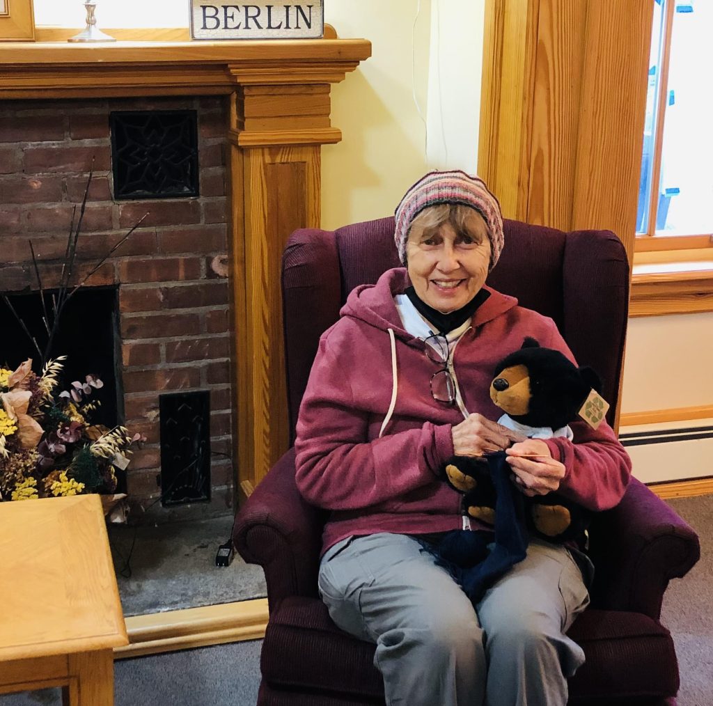 Library patron with Meriwether from Altamont Free Library. 