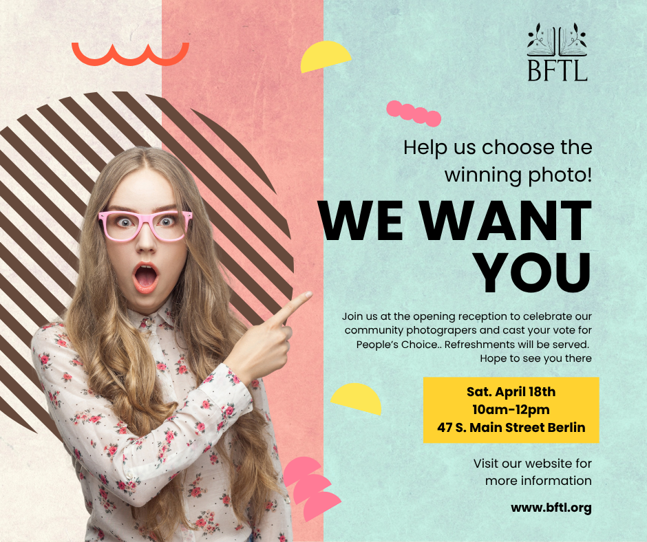 Help us choose the winning photo.  We want you to help to choose the People's Choice Award.  Saturday April 18th from 10at-12pm at 47 S. Main St, Berlin, NY 12022. 